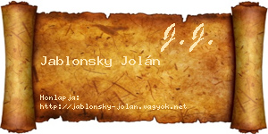 Jablonsky Jolán névjegykártya