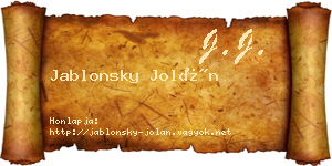 Jablonsky Jolán névjegykártya