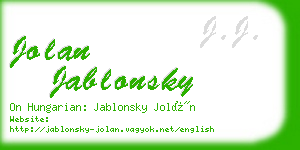 jolan jablonsky business card